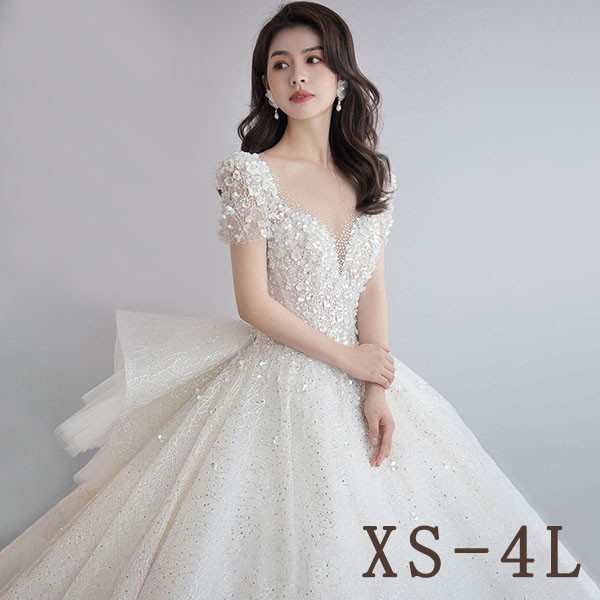 花嫁 ウェディングドレス プリンセスライン 白ドレスワンピース シンプル 結婚式 撮影用 披露宴 ロングドレス フォトウェディング