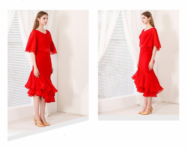 2019新作 ラテン衣装 チャチャチャ 社交ダンス ラテンドレス ワンピース 黒 衣装 キャバ ダンス衣装 練習服