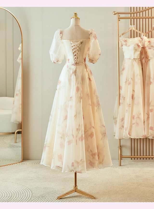 ブライズメイド ドレス 大人 ピアノ 発表会 ロングドレス ミモレ丈 袖