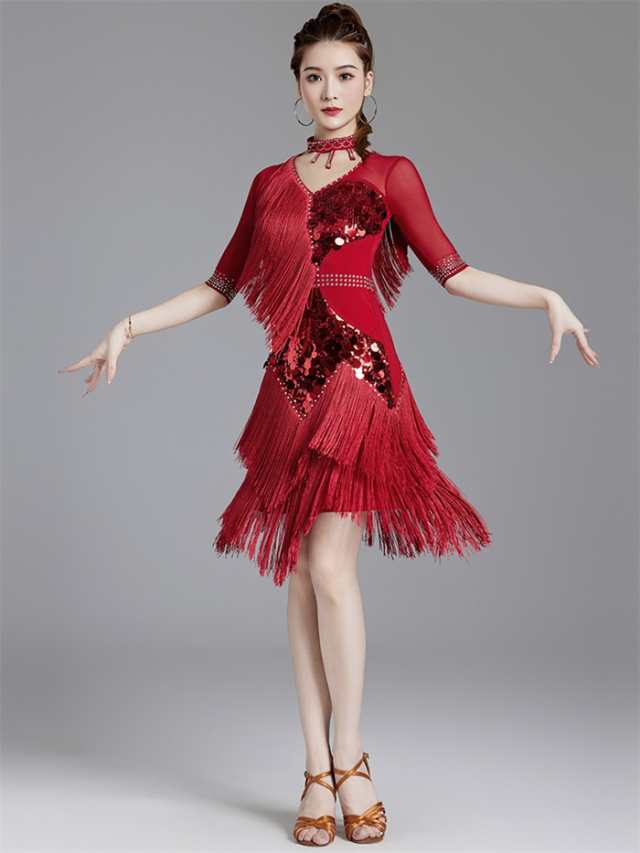 ドレスワンピース 社交ダンス ラテンダンス 競技ダンス レッスンウェア