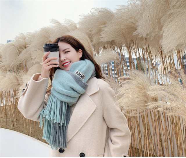 【5％OFFでお得にGET♪】マフラー レディース バイカラー 厚手 大判ストール 暖かい ストール もこもこ かわいい 大きい ボリュームたっぷり 秋冬春 通 マフラー