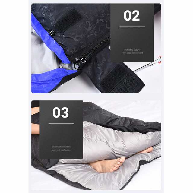 寝袋 冬用 高級ダウンシュラフ 封筒型 防水保温圧縮袋付き コンパクト