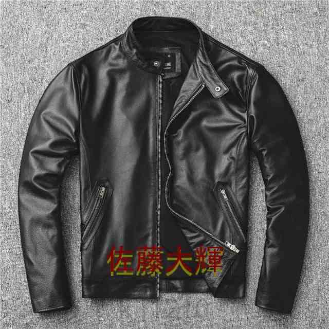革ジャン レザージャケット メンズ 本革 バイク ライダース 牛革 羊革 シングル ショート スリムタイプ 細身 ブランド ジャケット ミリタリー レザーコート_1