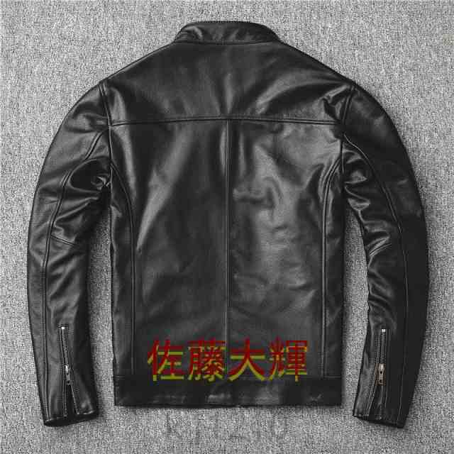 革ジャン レザージャケット メンズ 本革 バイク ライダース 牛革 羊革 シングル ショート スリムタイプ 細身 ブランド ジャケット ミリタリー レザーコート_2