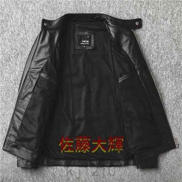 革ジャン レザージャケット メンズ 本革 バイク ライダース 牛革 羊革 シングル ショート スリムタイプ 細身 ブランド ジャケット ミリタリー レザーコート_3