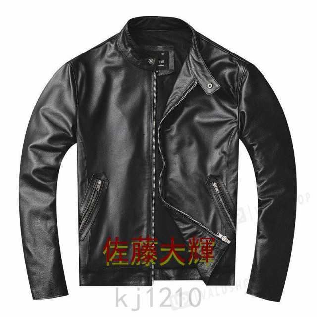 革ジャン レザージャケット メンズ 本革 バイク ライダース 牛革 羊革 シングル ショート スリムタイプ 細身 ブランド ジャケット ミリタリー レザーコート_5