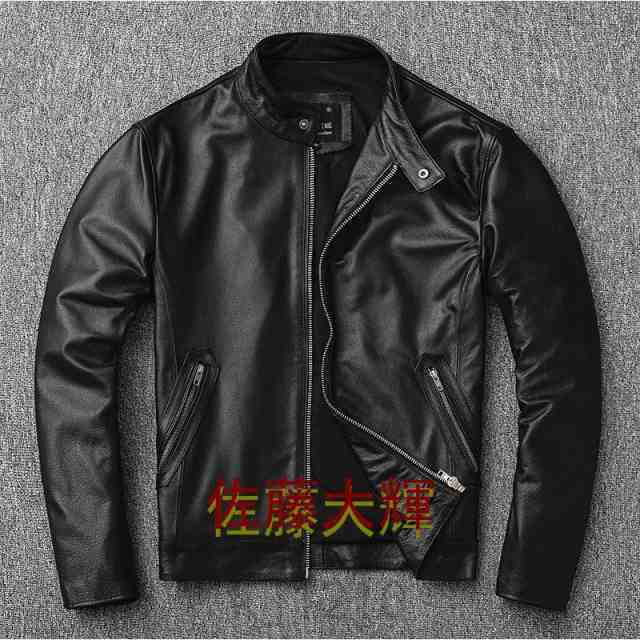 革ジャン レザージャケット メンズ 本革 バイク ライダース 牛革 羊革 シングル ショート スリムタイプ 細身 ブランド ジャケット ミリタリー レザーコート_6