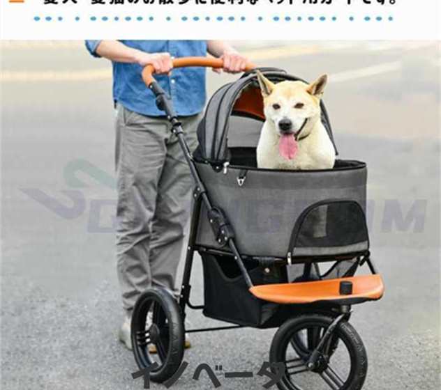 WILDEDEN ペットカート ペットバギー キャリーカート 犬カート 耐荷重13kg 前も後ろも網窓 安全装置付 中敷き付 犬猫兼用 24 ペットカート 取り外し能 折りたたみ ペットバギー 分離型 3輪 バギー