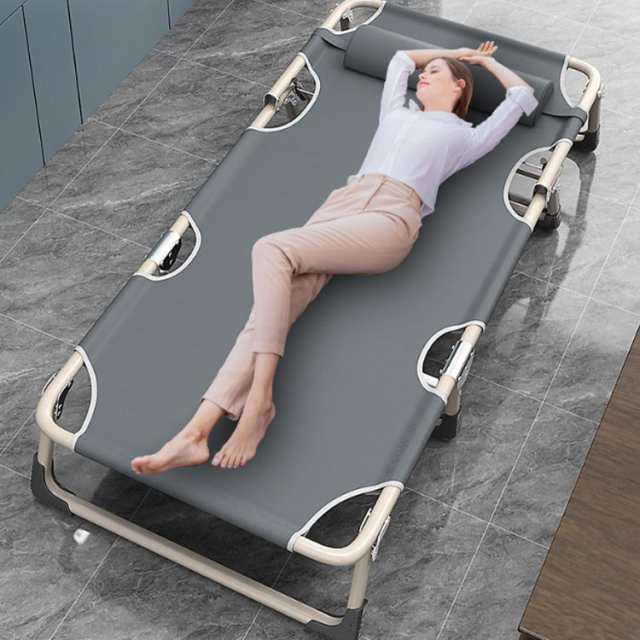 折りたたみベッド 組立不要 68×190cm 折りたたみ ベッド シングル ワイド 三つつ折り 完成品 簡易 ベッド リクライニング コンパクト 収納 スチール パイプベッド 頑丈 軽量 通気性 スリム 省スペース 来客用 アウトドア 庭 キャンプ コット_3