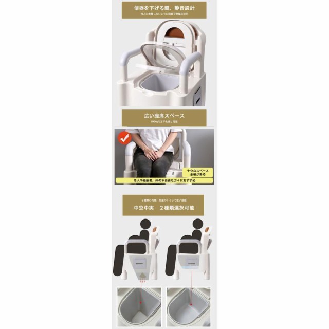 簡易トイレ 水洗トイレ ポータブル便器 背もたれ型 介護用 介護トイレ 介護用品 洋式 蓋つき カラー色 高機能 幅広い_8