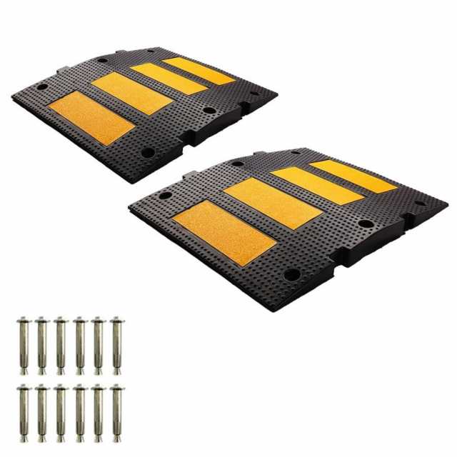 スピードハンプ 2個 ゴム製スピードバンプ ポータブルゴム製道路バンプ 目を引く色 砂利道、アスファルト道、コンクリート道に適しています