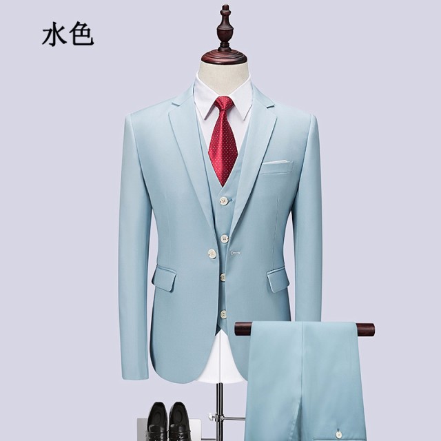 【送料無料】1ボタンスリムスーツ フォーマル スーツ ビジネススーツ シングル メンズスーツ 9カラー 紳士服 男性用背広 就職活動suit 3_2