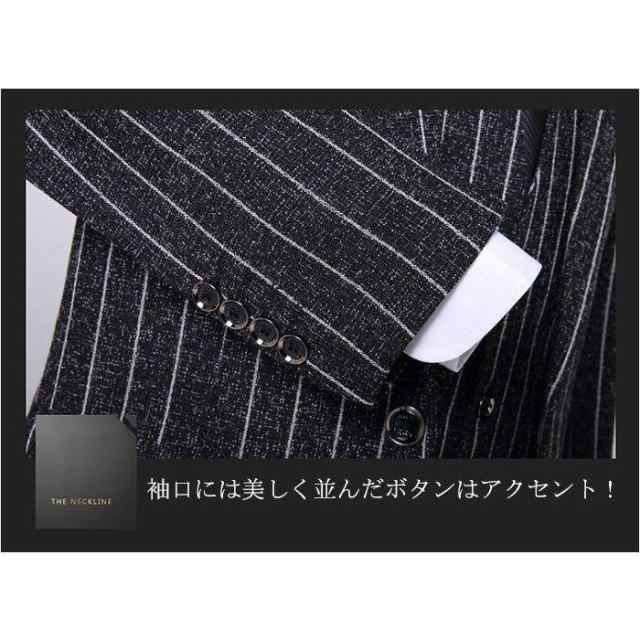 スーツ メンズスーツ ビジネススーツ フォーマルスーツ ストライプ柄 スリム ジャケット ベスト パンツ ズボン 3点セット_13