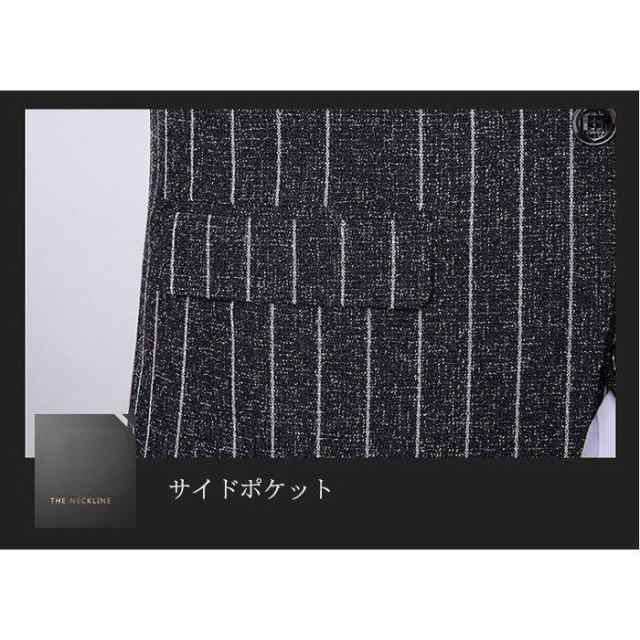スーツ メンズスーツ ビジネススーツ フォーマルスーツ ストライプ柄 スリム ジャケット ベスト パンツ ズボン 3点セット_14