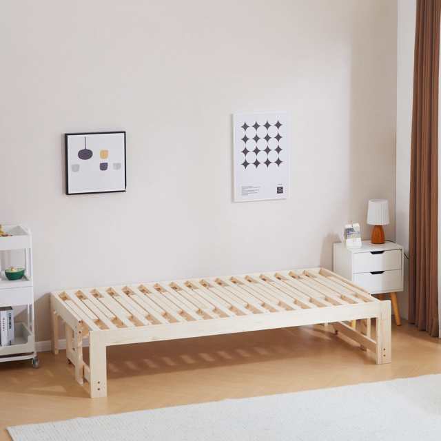 ソファベッド ディベッド 伸長式ベッド 木製 引き出し付き 収納付き