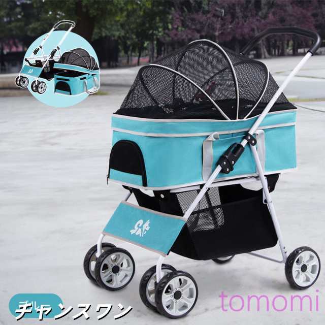 【多頭可/抜群な通気性】ペットカート 分離型 取り外し ペットキャリー 対面式 犬カート フルオープン ４輪 自立可 多頭 キャリー 折りたたみ 猫カード 出かける 前輪360° 後輪ブレーキ付き 飛び出し防止 多機能 キャリーカート_8