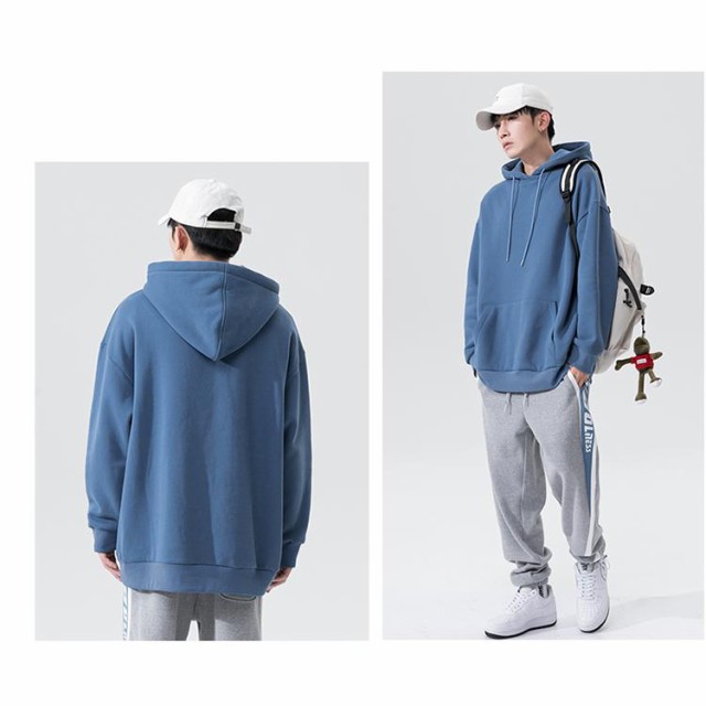 パーカー メンズ レディース スウェットパーカー ユニセックス オーバーサイズ トップス プルパーカー 8colors スウェット 裏起毛 ビッグシルエット 無地 秋冬 春 ぱーかー 韓国 ファッション ビッグパーカー ブランド 綿 コットン おしゃれ オルチャンファッション_12