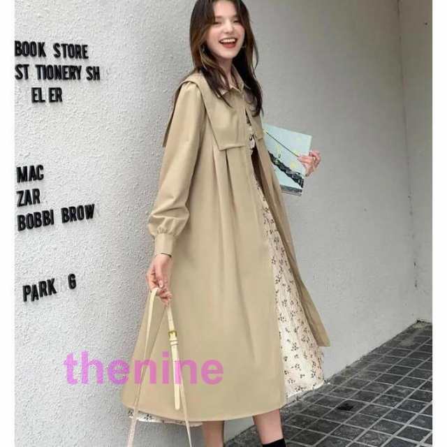 トレンチコート　レディースコート　スプリングコート　無地　アウター　 秋コート　長袖 　ロングコート　　羽織り　OL　通勤　カジュアル　フォーマル 結婚式