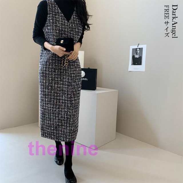 ワンピース 秋 ジャンパースカート 冬 秋冬 ツイード レディース