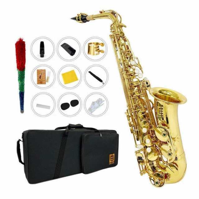 アルトサックス 初心者セット E Saxophone ゴールドラッカー ケース