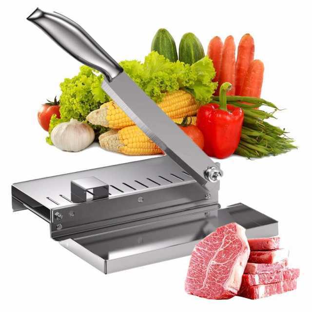 手動ミートスライサー 骨切り包丁 肉切り機 骨切断機 ミートスライサー 冷凍肉スライサー 刃長さ37.5cm ステンレス鋼製 骨切り/冷凍肉スライス/野菜/漢方薬/魚/