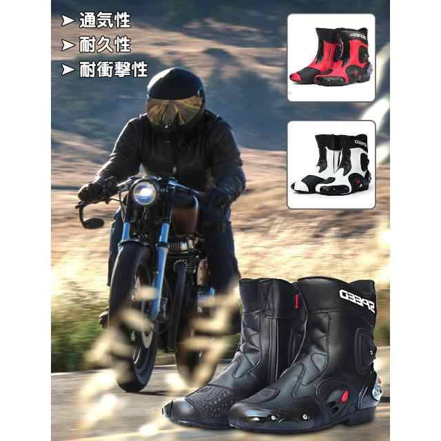 バイクブーツ レーシングブーツ オンロードブーツ ライディングブーツ メンズ バイク用品 ツーリング 耐衝撃性　SPEED BIKERS