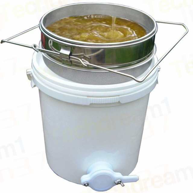 養蜂 器具 蜂蜜 こし器 ワックス はちみつ ろ過器 2重ステンレス ブラシ ふるい 園芸 20Lポリ
