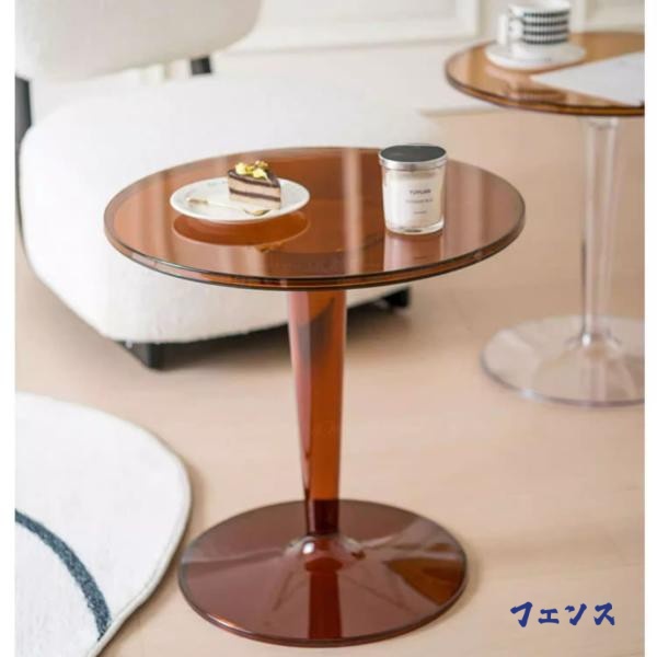 【ほっち】クリア ラウンドテーブル サイドテーブル 円形 丸型 おしゃれ 透明 机 カフェテーブル 韓国クリア家具 韓国インテリア テーブル  丸テーブル カフェテーブル