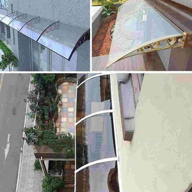 テラス屋根 ひさし雨よけ玄関屋根 梅雨対策 住宅用 100x270cm パティオ日除け 後付け 雨雪パネルをミュート ブラケット付き キャノピー テラス サンシェッター_4