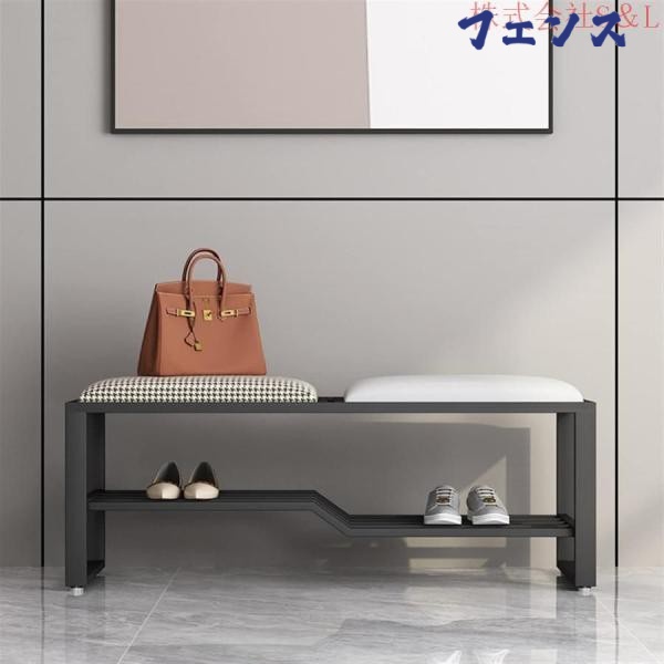 【ほっち】秋の新作特集 店長太鼓判 シューズキャビネットシューズベンチ玄関用2段シューズラックベンチ廊下用クッション付き金属製シューズラック ランキング常連 パッド入りシートシューズストレージシェル 送料無料 軽量仕様 数量入荷_1