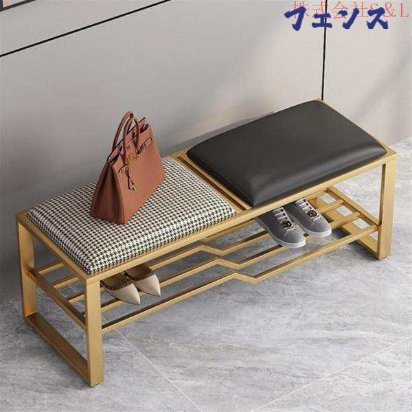 【ほっち】秋の新作特集 店長太鼓判 シューズキャビネットシューズベンチ玄関用2段シューズラックベンチ廊下用クッション付き金属製シューズラック ランキング常連 パッド入りシートシューズストレージシェル 送料無料 軽量仕様 数量入荷_5