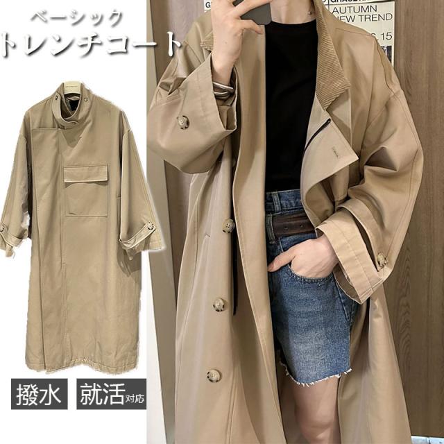 【ほっち】トレンチコート スプリングコート レディース 春 ロングコート 羽織り トレンチ アウター コート ロング丈 デザイン ゆったり きれいめ