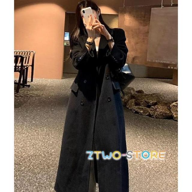 【ほっち】超ロングコート チェスターコート レディース アウター オーバーサイズ コート ロング丈 キルティング裏地 大きいサイズ 3L 秋冬 黒 無地 冬 秋_8