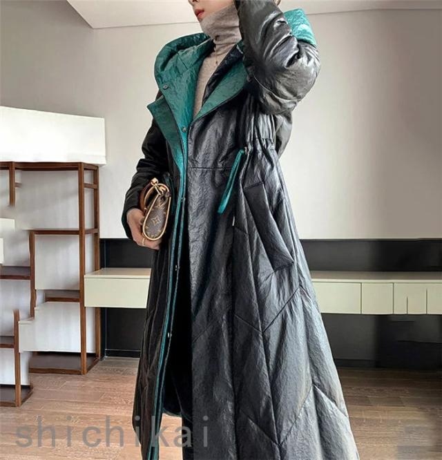 ダウンコート レディース アウター 冬服 ラムレザー コート 本革 レザーコート ロング 本革 ダウン 羊革コート レディースアウター レディースコート ロングダウンジャケット 冬防寒 アウター ホワイトデー