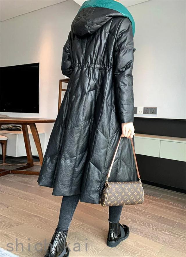 ダウンコート レディース アウター 冬服 ラムレザー コート 本革 レザーコート ロング 本革 ダウン 羊革コート レディースアウター レディースコート ロングダウンジャケット 冬防寒 アウター ホワイトデー
