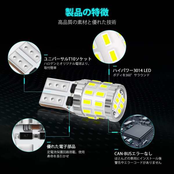 NOVSIGHT ポジションランプ led 24v t10 24v led LEDルームランプ ポジションライト 爆光 10個 DC 12~24V  24個3014LED素子 50000時間寿命の通販はau PAY マーケット - 松ショップ | au PAY マーケット－通販サイト