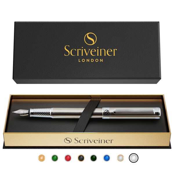 Scriveinerステンレス万年筆-スチール仕上げ、シュミット鋼のペン先 ...
