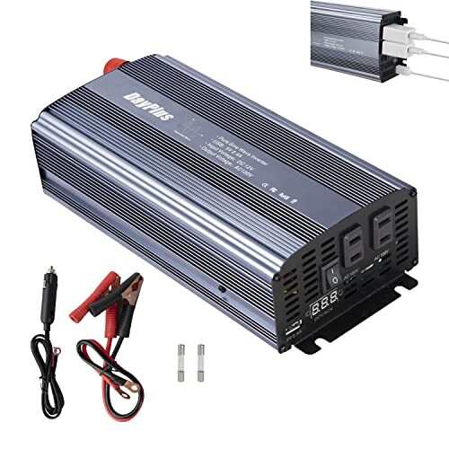 DayPlus カーインバーター 正弦波 12V 定格1200W DC（直流）12V AC（交流）100V 車載充電器 車 コンセント 停電、車中泊等に対策 DC12Vを