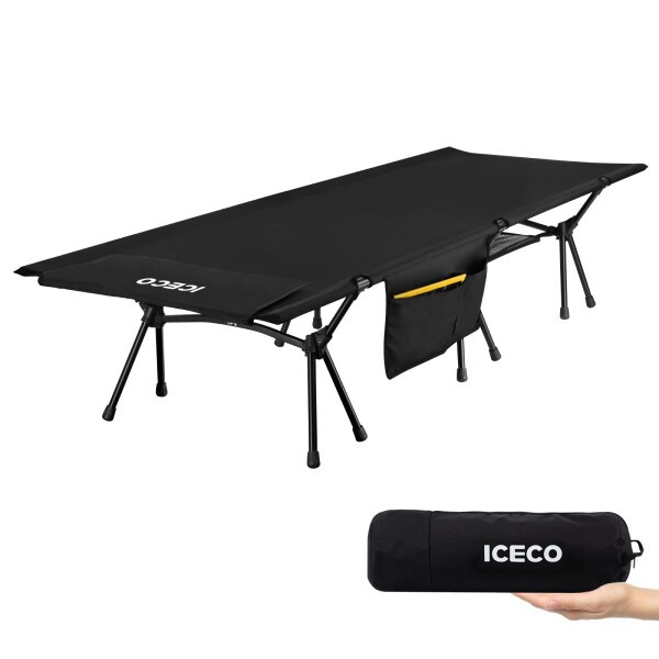 Upgrade ICECO コット 1000D 耐荷重180KG 軽量2.8KG 2WAY ハイ/ロー切替可能 静音設計 キャンプ アウトドア ベッド 折りたたみ式 組立簡