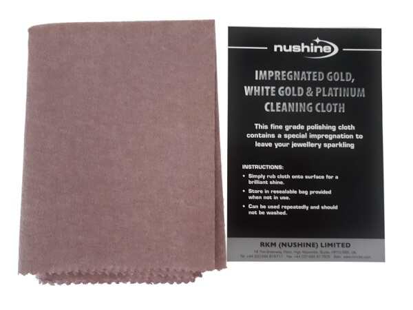 NUSHINE GOLD, WHITE GOLD AND PLATINUM CLEANING/POLISHING CLOTH