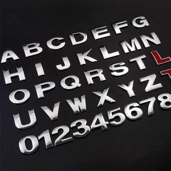 LUMIMAN 3D 立体成型 エンブレム ステッカー アルファベット 数字 文字 ドット ー車 メタル 亜鉛合金 飾り (X, シルバー)