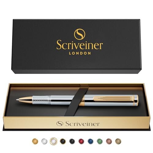 Scriveiner シルバー クローム ブラック ボールペン EDC 高級 ペン