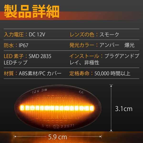 POPMOTORZ LED サイドマーカー シーケンシャル ウインカーBMWミニ用 R50 R53 R52 ミニ ワン クーパー クーパーS  コンバーチブル 流れるウの通販はau PAY マーケット - 松ショップ | au PAY マーケット－通販サイト