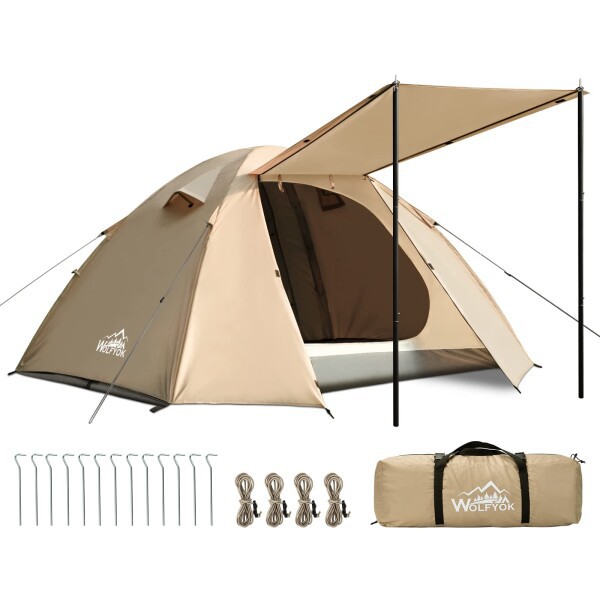テント 2人用 【3.5畳の広い内室＆3D通気システム】 ドームテント 4000YUNAのお買い得商品祭り