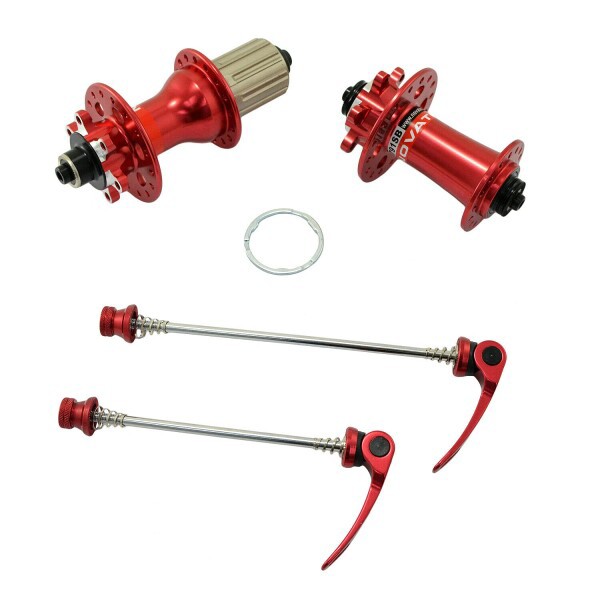 NOVATEC D791SB + D792SB MTB 32 Hole Disc Hubs w/Skewers1 Pair Red NA2354