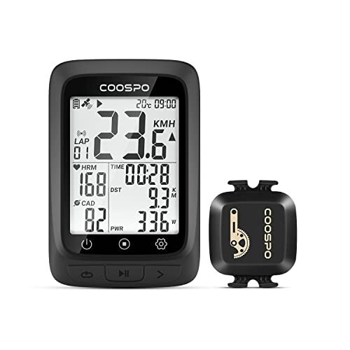 COOSPO BC107 サイクルコンピュータ GPS サイコン ワイヤレス 自転車スピードメーター Bluetooth5.0&ANT+対応 スピード/ケイデンスセンサ