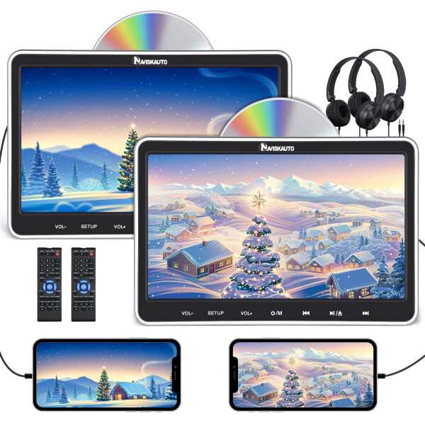 NAVISKAUTO ヘッドレストモニター dvd 2台セット スロットイン HDMI入力 スマホ同期 10.1インチ CPRM レジューム  リージョンフリー ヘッ カーナビ・カーオーディオ