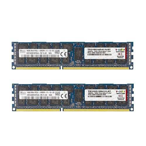 v-color Hynix 純正IC サーバー用メモリ DDR3L-1600MHz PC3L-12800 32GB (16GB×2枚) ECC Registered DIMM 1Gx4 2Rx4 1.35V (低電圧) CL1