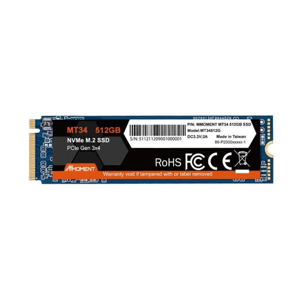 MMOMENT MT34 512GB NVMe M.2 2280 内蔵SSD PCIe Gen3x4