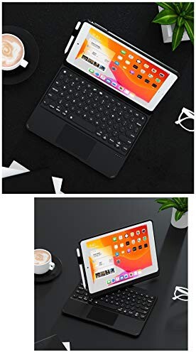 360度回転 iPad9 iPad8 iPad7 10.2インチ iPad Air3 Pro10.5 キーボード ケース タッチパット搭載 マウス機能 バックライト付き 丸型キー